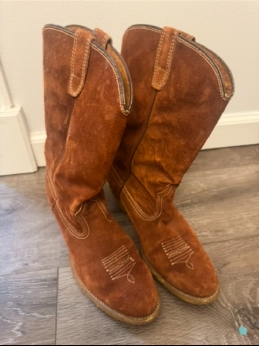 Vintage 1974 Wolverine  Brown Suede/Leather Western Boots Size 8.5 -USA